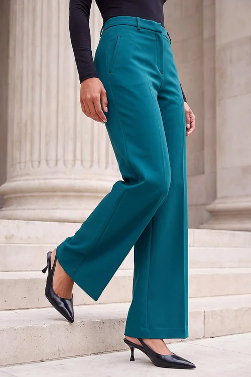 Roman Teal Regular Wide Leg Trouser - 16 Image 1
