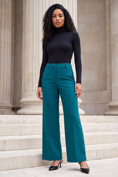 Roman Teal Regular Wide Leg Trouser - 16 Image 2