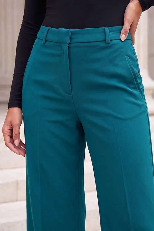 Roman Teal Regular Wide Leg Trouser - 16 Image 4