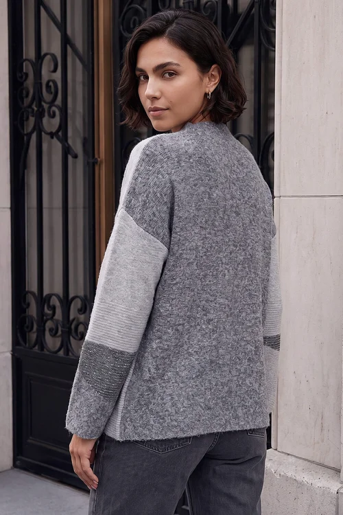 Roman Grey Colour Block Knit Jumper - 14 Image 3