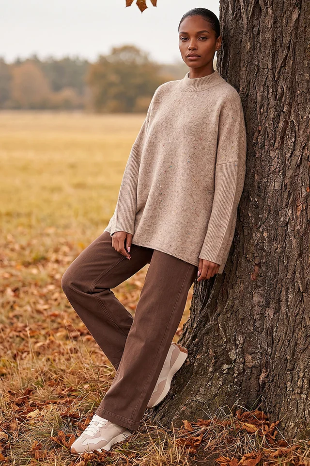 Roman Beige Neppy Oversized Knit