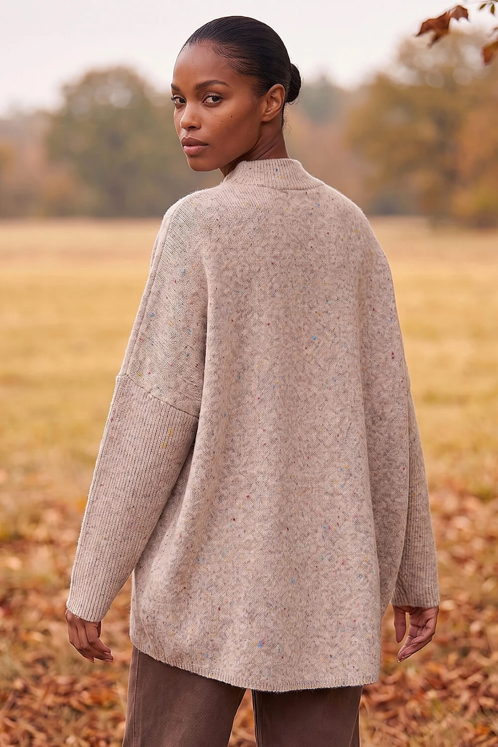 Roman Beige Neppy Oversized Knit - M Image 3