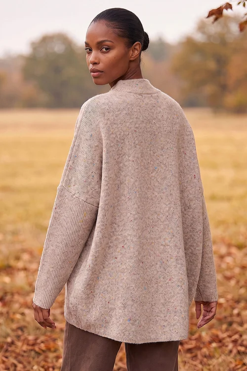 Roman Beige Neppy Oversized Knit - M Image 3