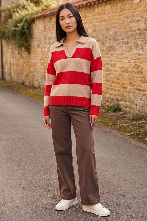 Roman Red Stripe Polo Knit Jumper - 20 Image 2