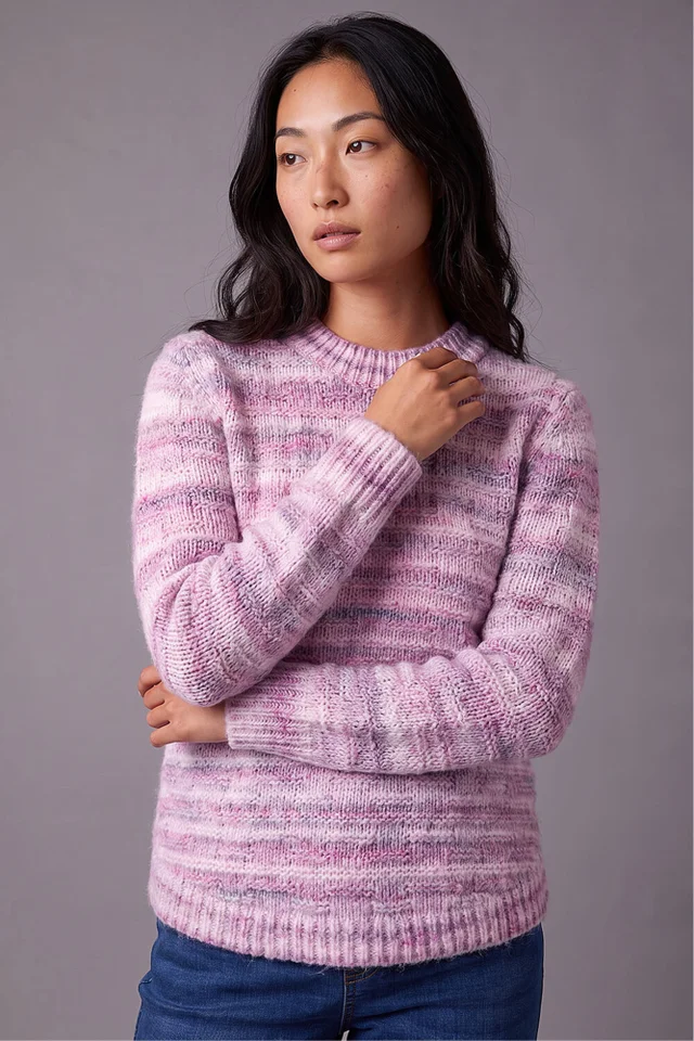 Roman Pink Petite Space Dye Curved Hem Jumper