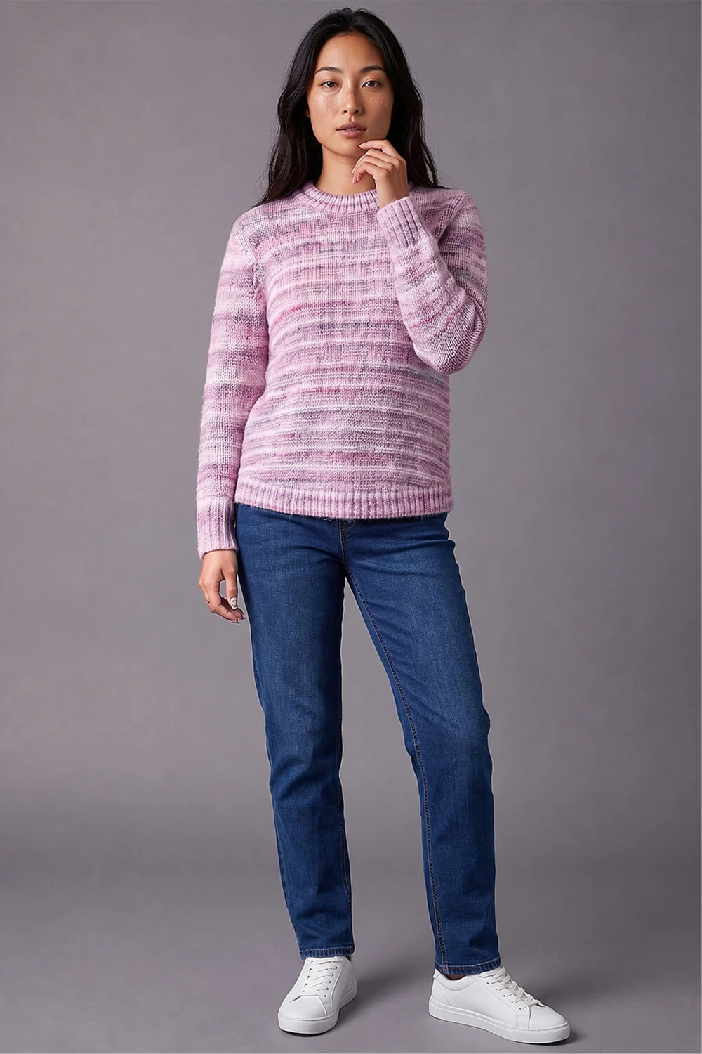 Roman Pink Petite Space Dye Curved Hem Jumper - 12 Image 2