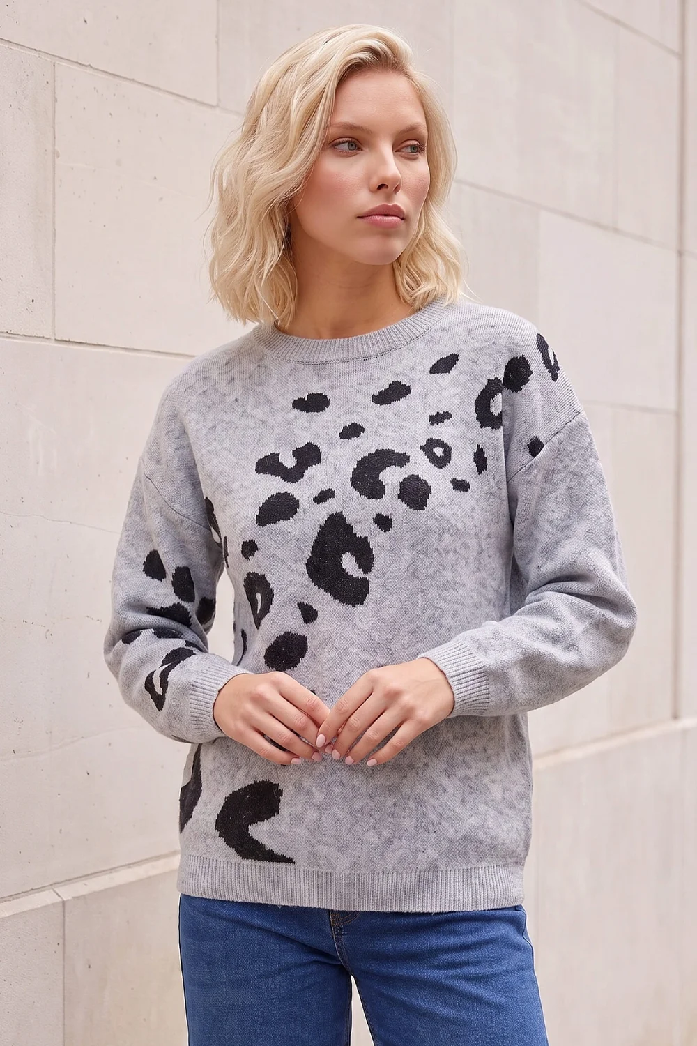 Roman Grey Petite Animal Jumper - 12 Image 1