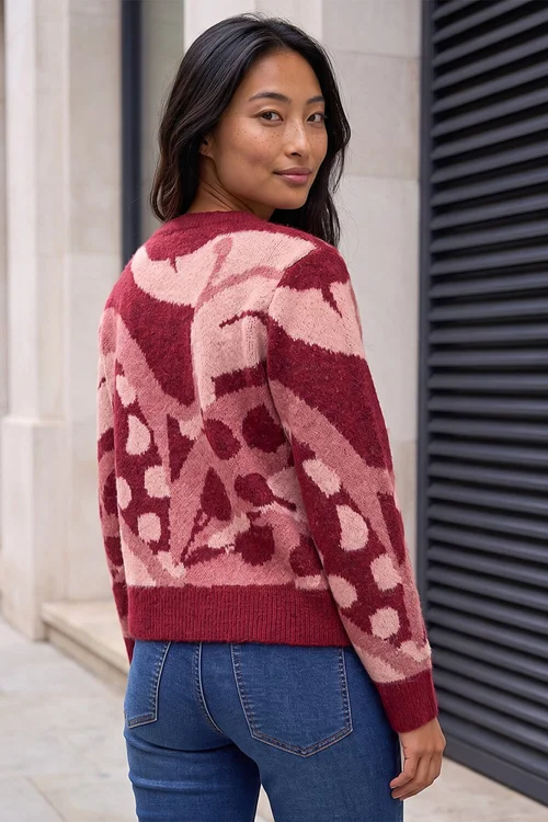 Roman Red Petite Abstract Print Knit Jumper - 10 Image 3