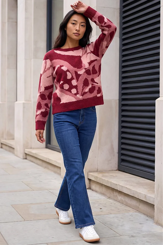 Roman Red Petite Abstract Print Knit Jumper