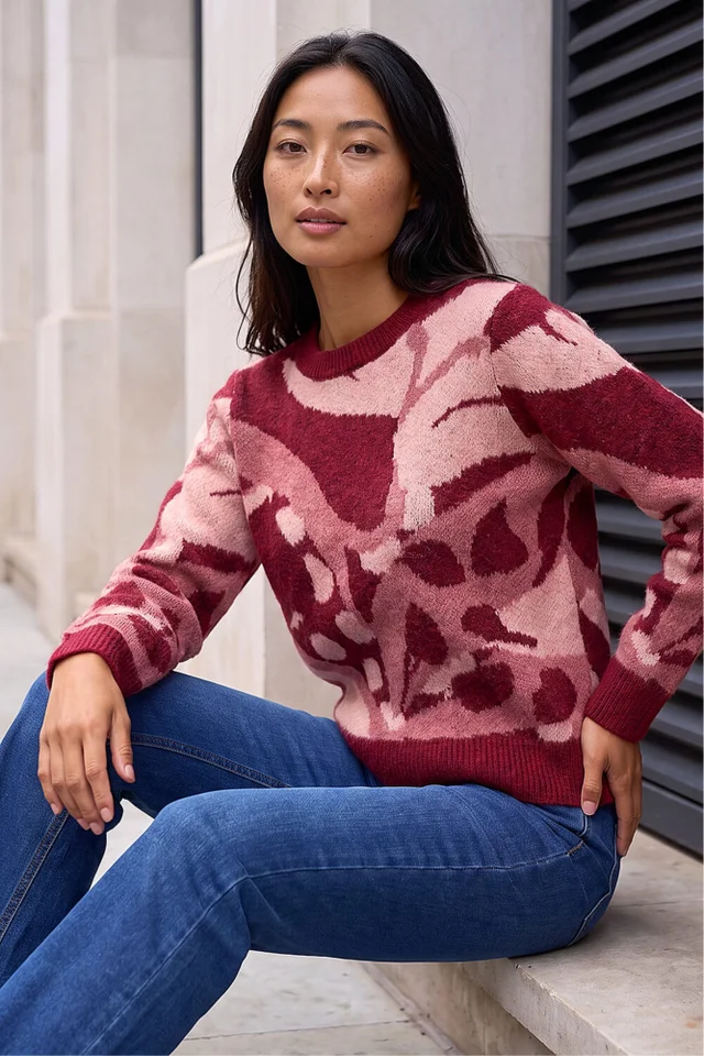 Roman Red Petite Abstract Print Knit Jumper