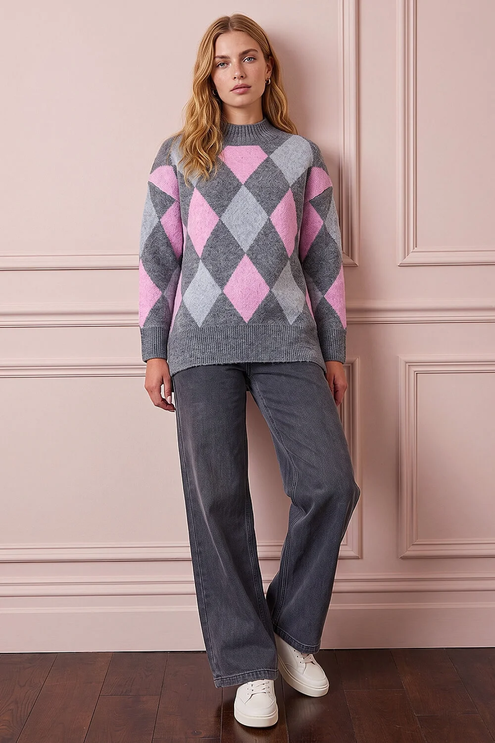 Roman Grey Diamond Argyle Knit - 12 Image 3