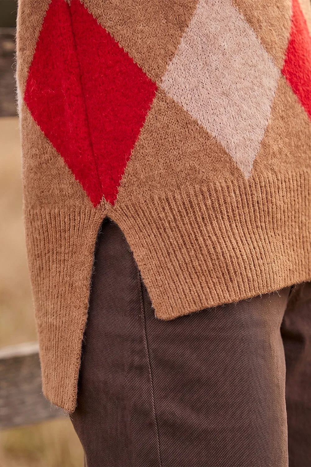 Roman Camel Diamond Argyle Knit - 10 Image 4