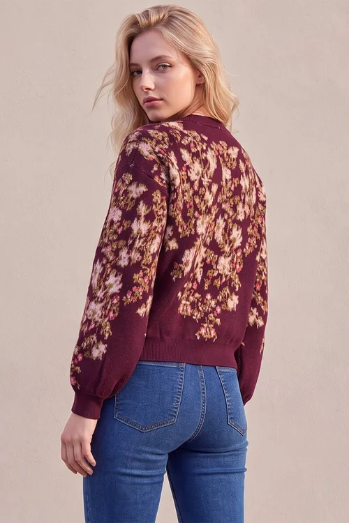 Roman Wine Petite Floral Jumper - 10 Image 3