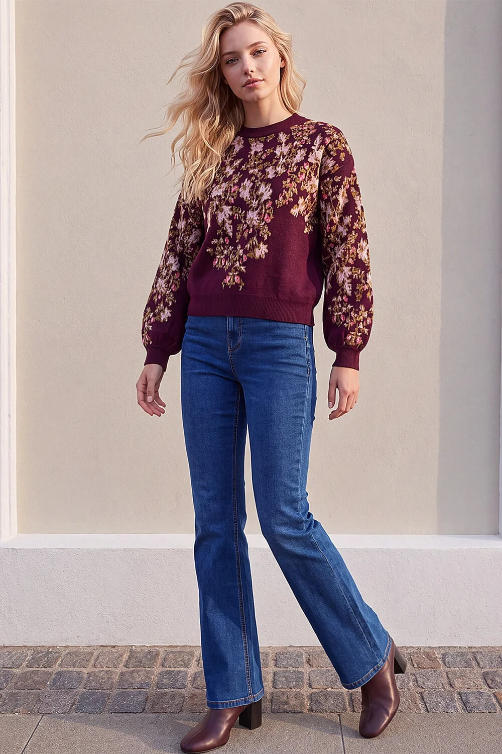 Roman Wine Petite Floral Jumper - 10 Image 2