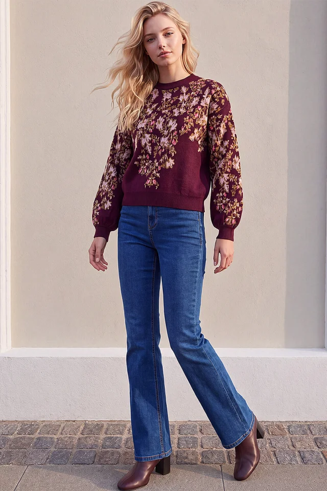 Roman Wine Petite Floral Jumper