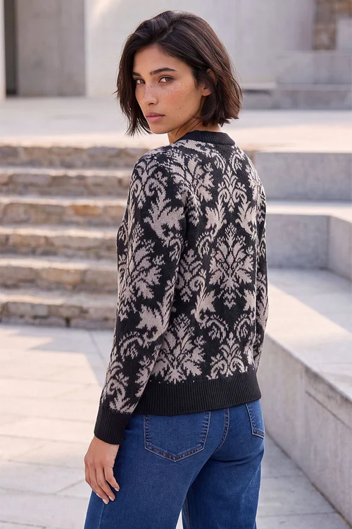 Roman Black Petite Baroque Knitted Jumper - 14 Image 3
