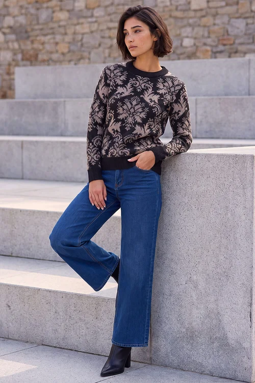 Roman Black Petite Baroque Knitted Jumper - 14 Image 2
