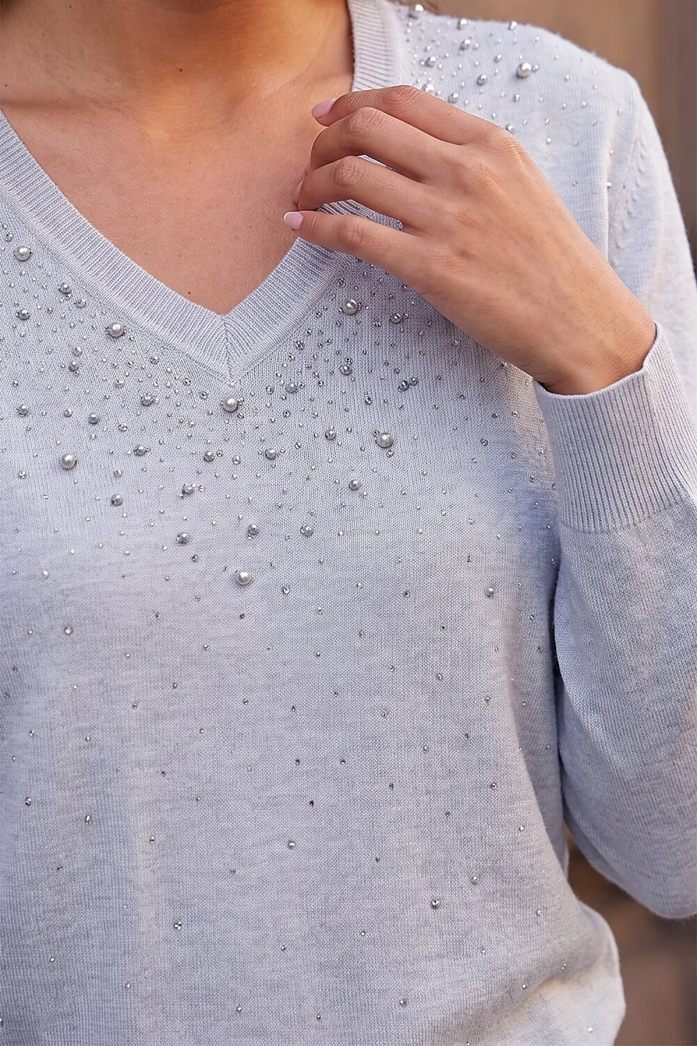 Roman Light Grey Pearly Hotfix Jumper - 14 Image 4