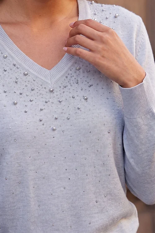 Roman Light Grey Pearly Hotfix Jumper - 14 Image 4