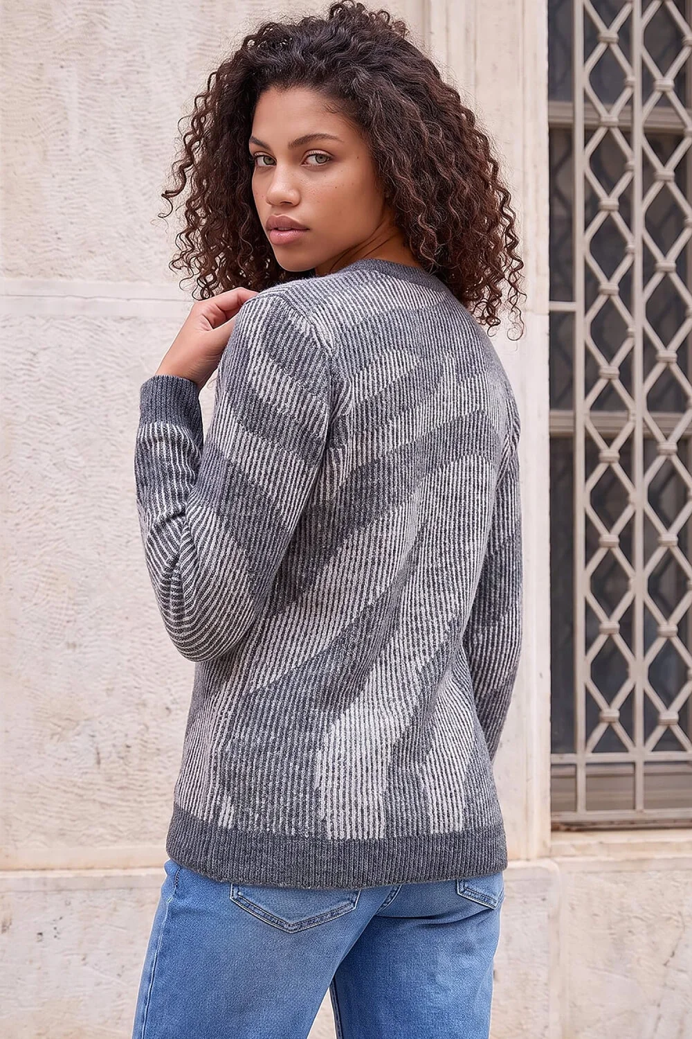 Roman Grey Petite Abstract Knit Jumper - 12 Image 2