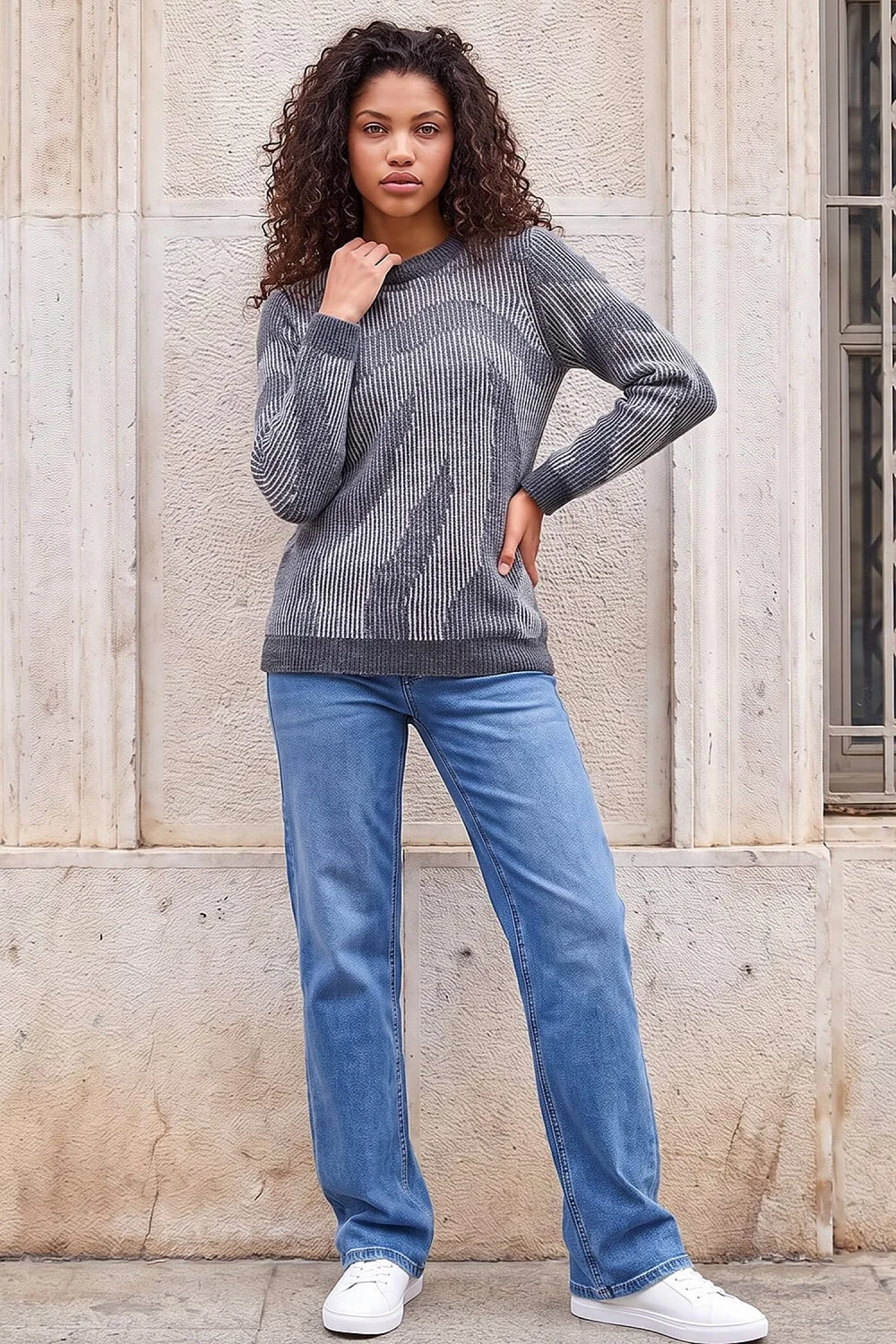 Roman Grey Petite Abstract Knit Jumper - 12 Image 3