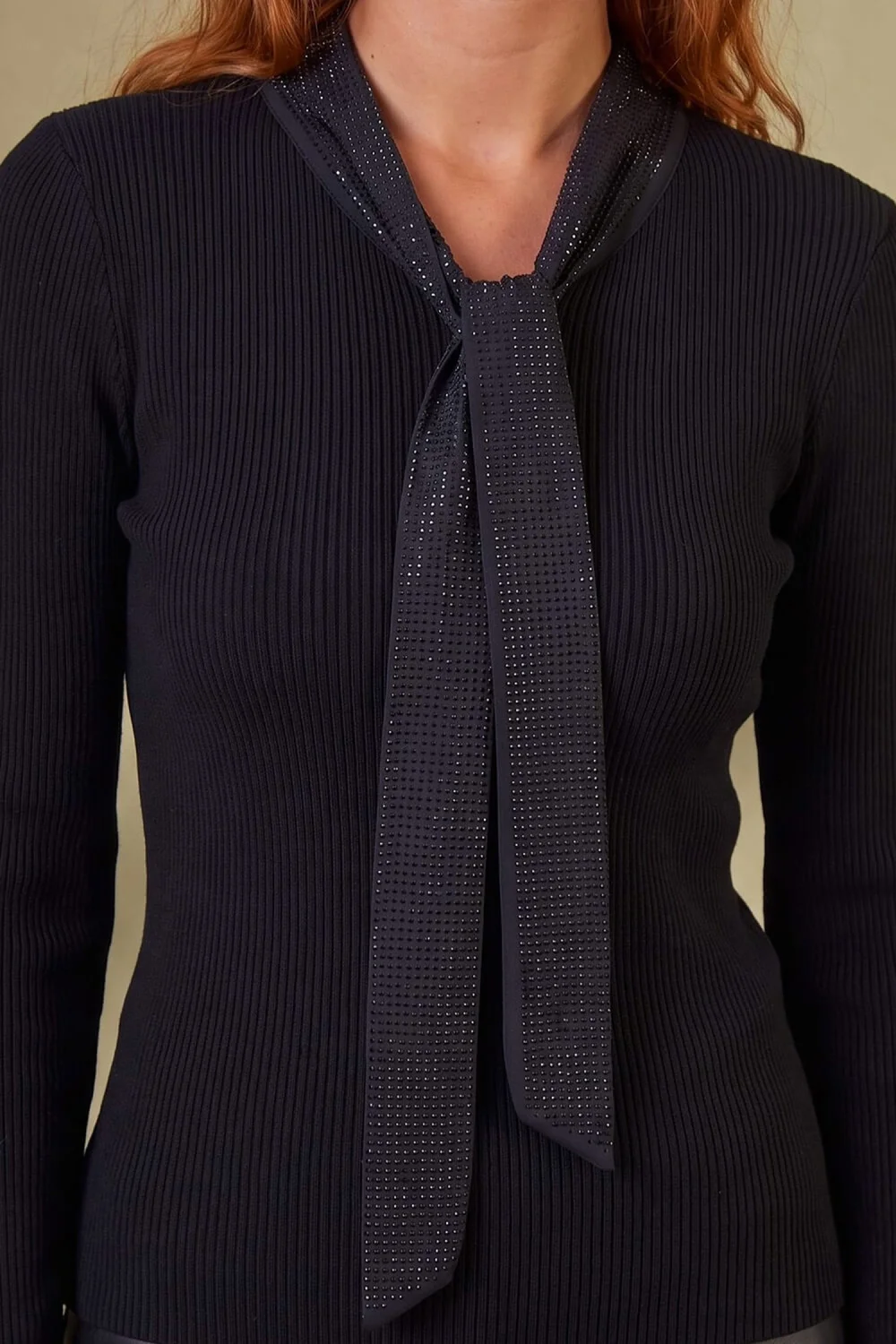 Roman Black Hotfix Tie Knit Top - 18 Image 4
