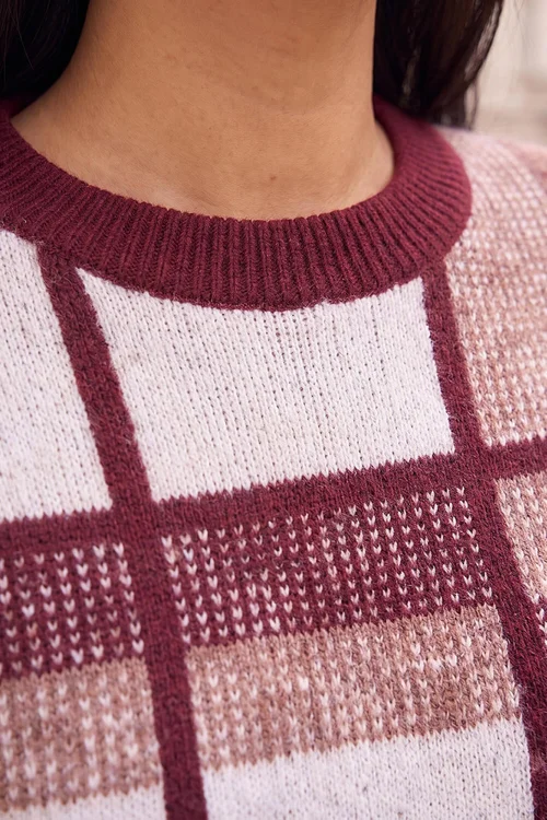 Roman Burgundy Knit Check Jumper - 14 Image 4