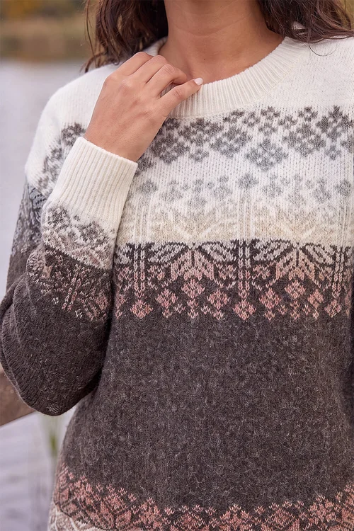Roman Brown Snowflake Jumper - 18 Image 4