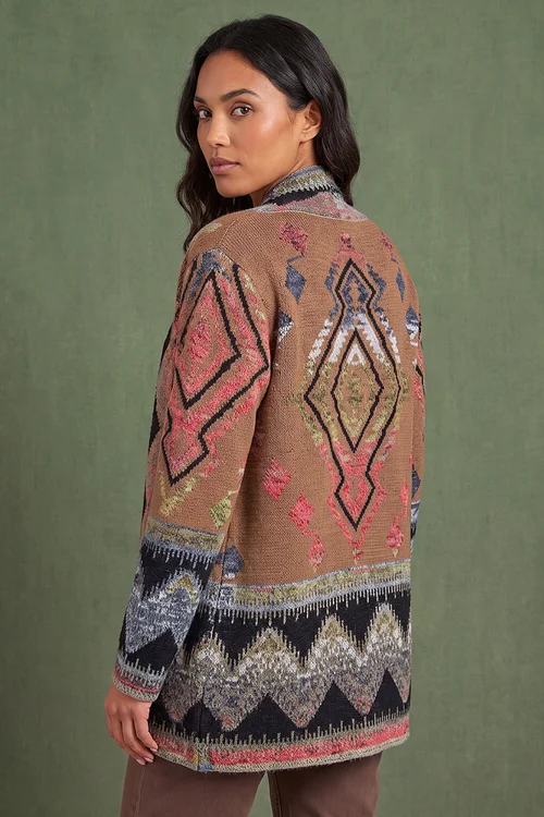 Roman Brown Nordic Pattern Cardigan - 14 Image 3