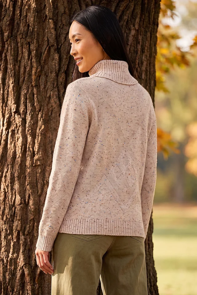 Roman Beige Roll Neck Fleck Knit Jumper