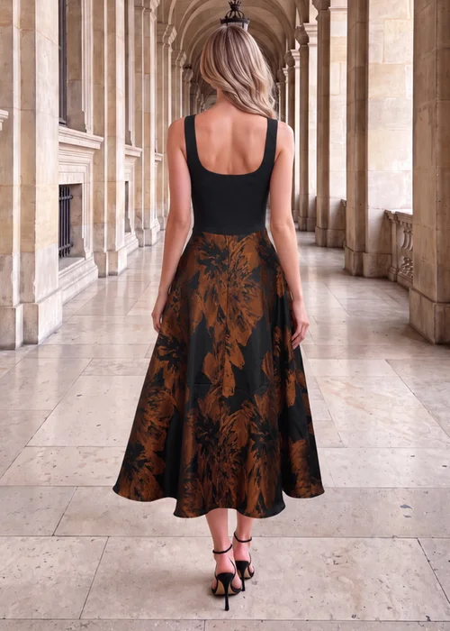 AX Paris Black Floral Jacquard A-Line Midi Dress - 8 Image 4