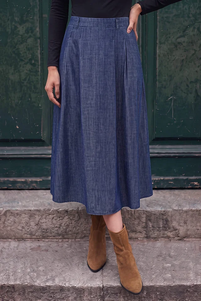 Roman Denim A-Line Skirt