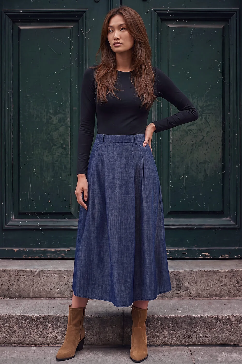Roman Denim A-Line Skirt - 14 Image 2