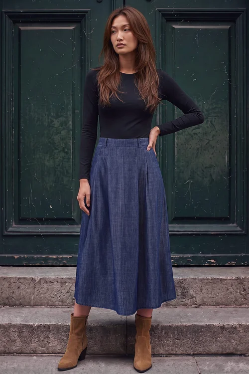 Roman Denim A-Line Skirt - 14 Image 2