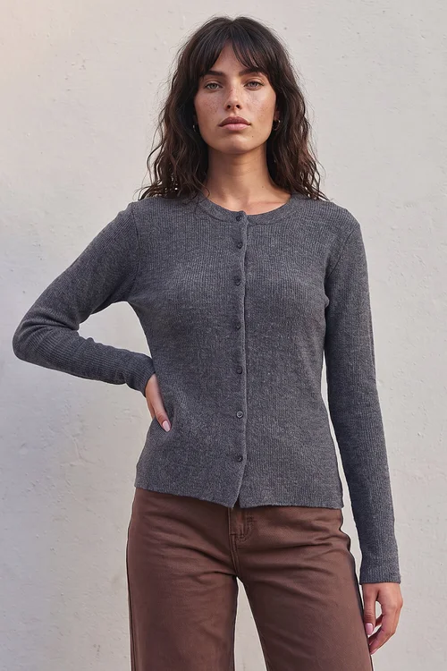Roman Charcoal Lace Trim 2 In 1 Cardigan - 10 Image 2