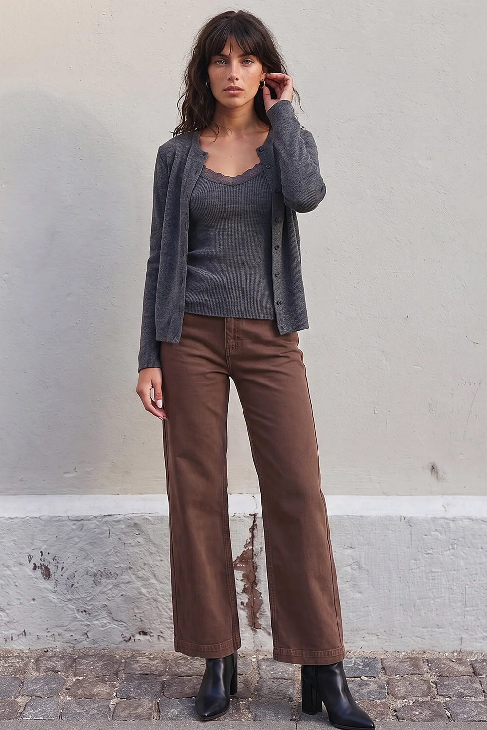 Roman Charcoal Lace Trim 2 In 1 Cardigan - 10 Image 3