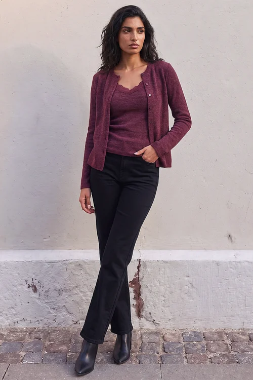 Roman Burgundy Lace Trim 2 In 1 Cardigan - 10 Image 3