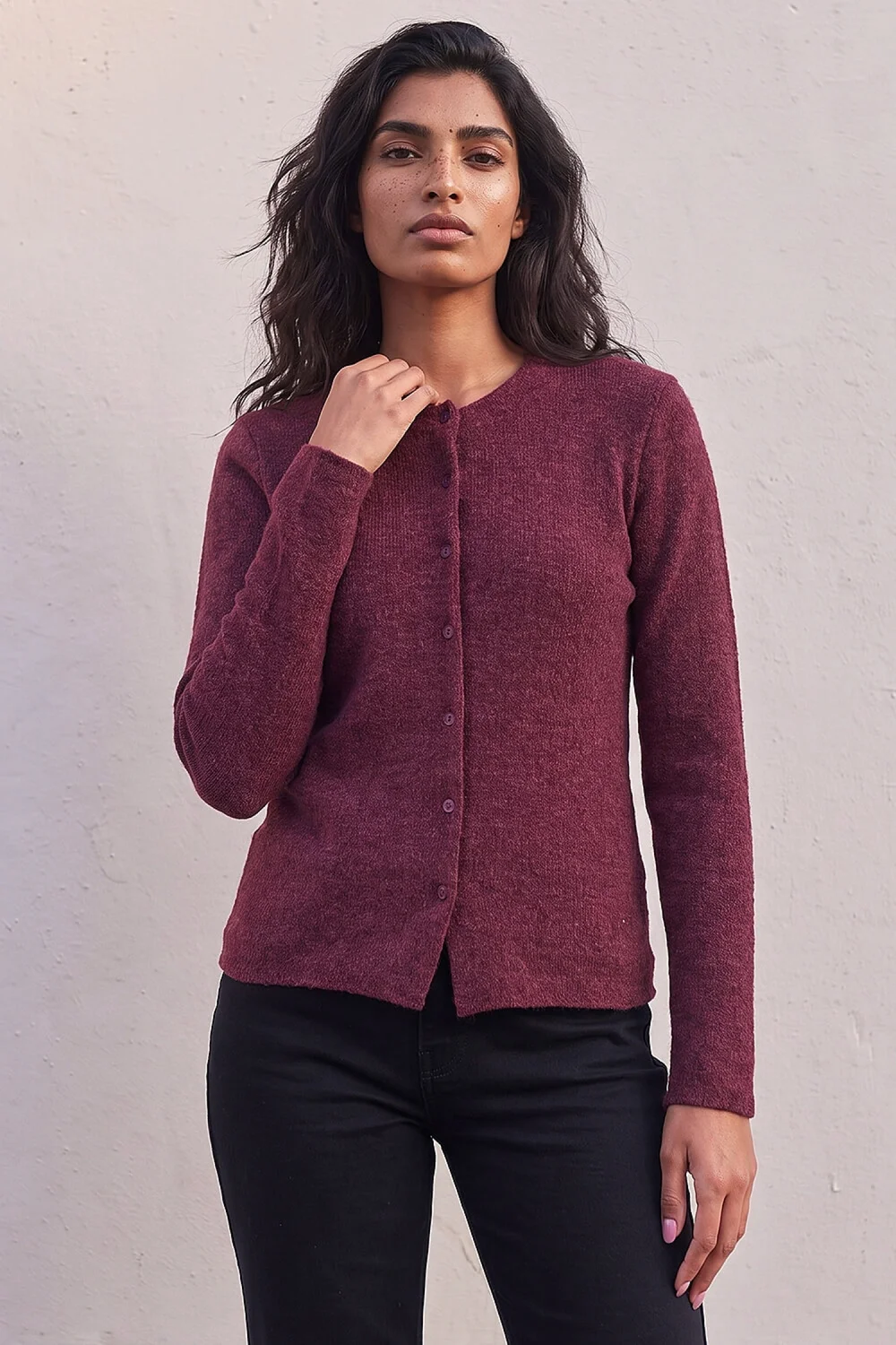 Roman Burgundy Lace Trim 2 In 1 Cardigan - 10 Image 2