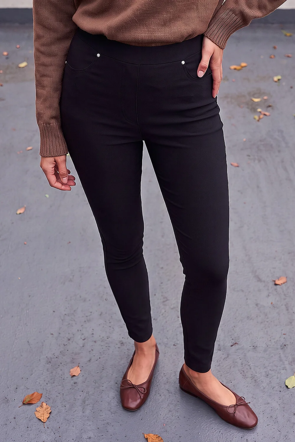 Roman Black Fleece Backed Denim Trouser - 14 Image 2