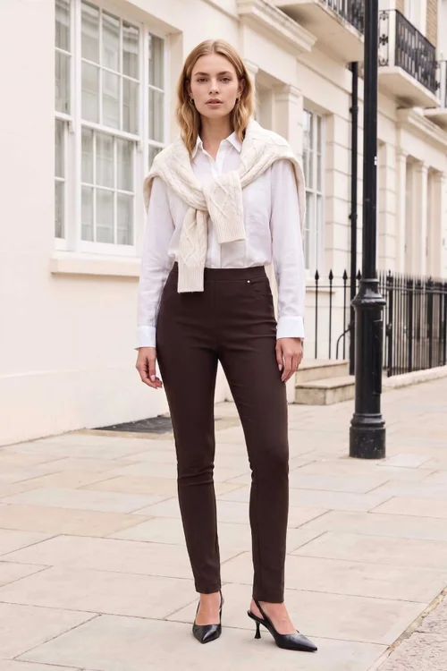 Roman Chocolate Fleece Backed Denim Trouser - 18 Image 2