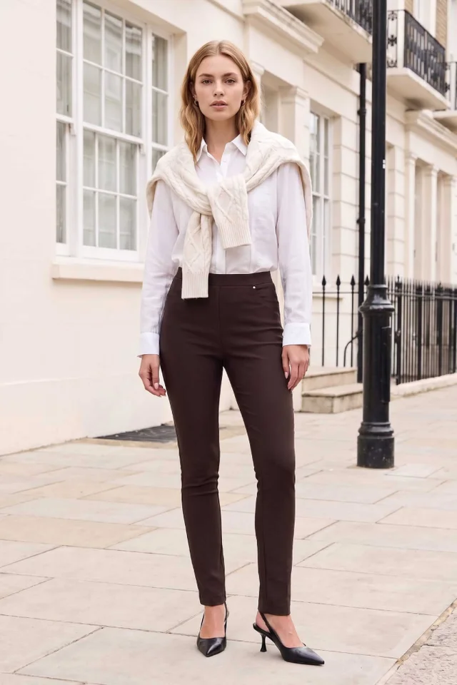 Roman Chocolate Fleece Backed Denim Trouser