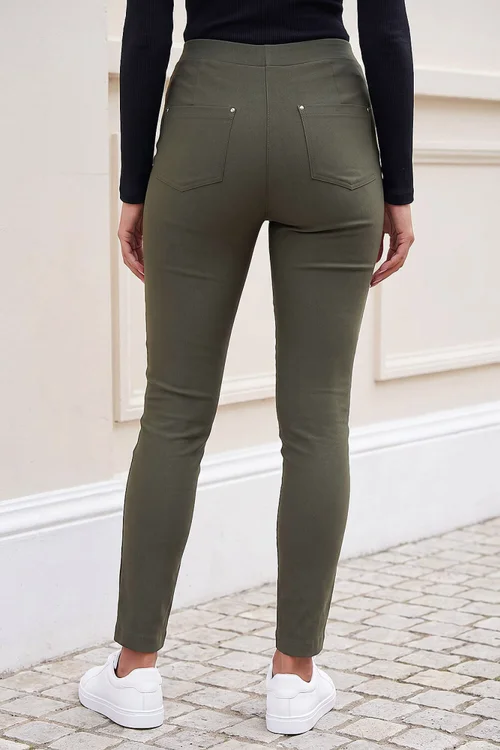 Roman Dark Green Fleece Backed Denim Trouser - 10 Image 3