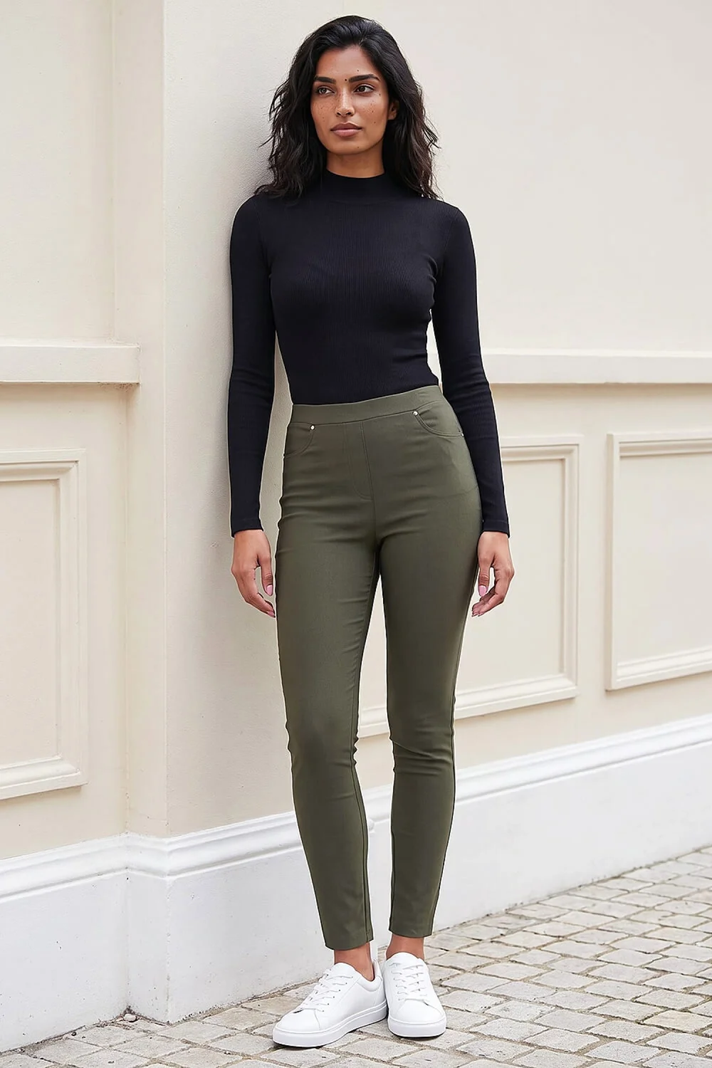Roman Dark Green Fleece Backed Denim Trouser - 10 Image 1
