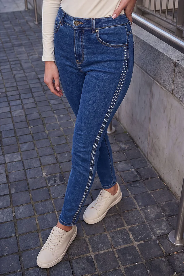 Roman Denim Hot Fix Side Slim Denim Trouser