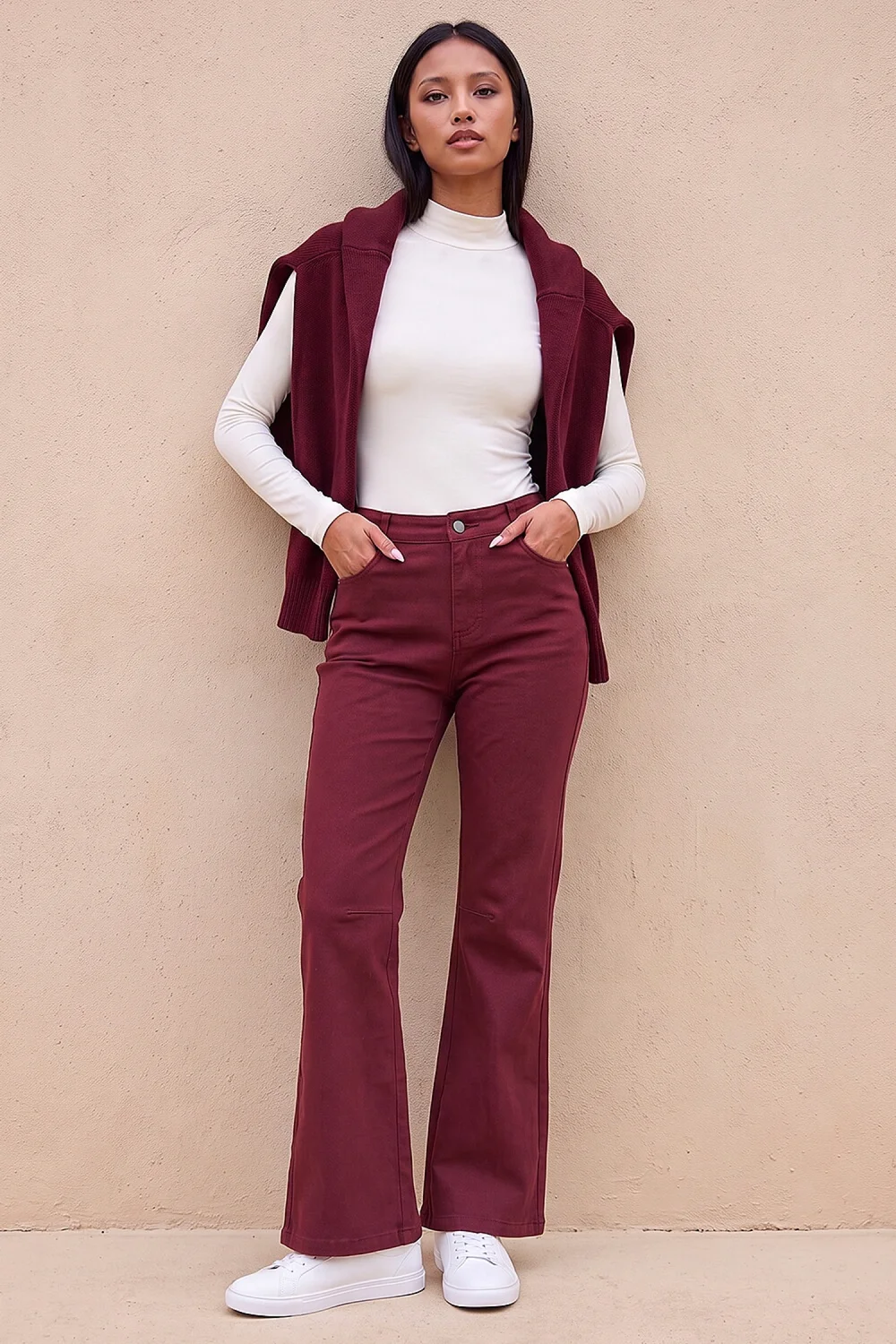 Roman Burgundy Petite Stretch Denim Jean - 12 Image 2