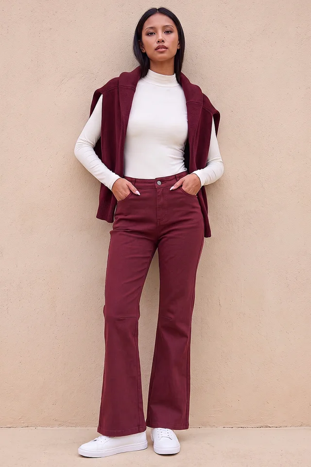 Roman Burgundy Petite Stretch Denim Jean