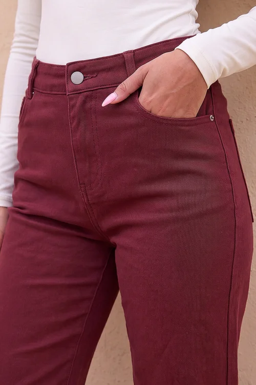 Roman Burgundy Petite Stretch Denim Jean - 12 Image 4