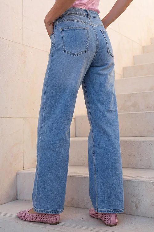 Roman Light Denim Wide Leg Stretch Jean - 20 Image 4
