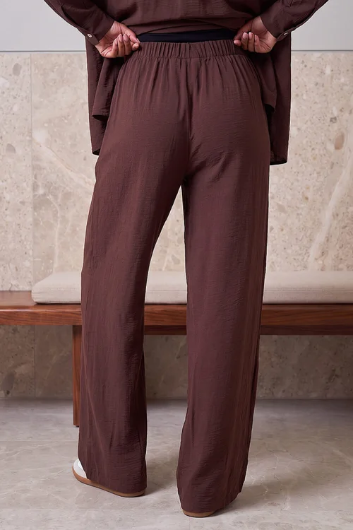 Dusk Chocolate Wide Leg Stretch Trousers - 10 Image 4