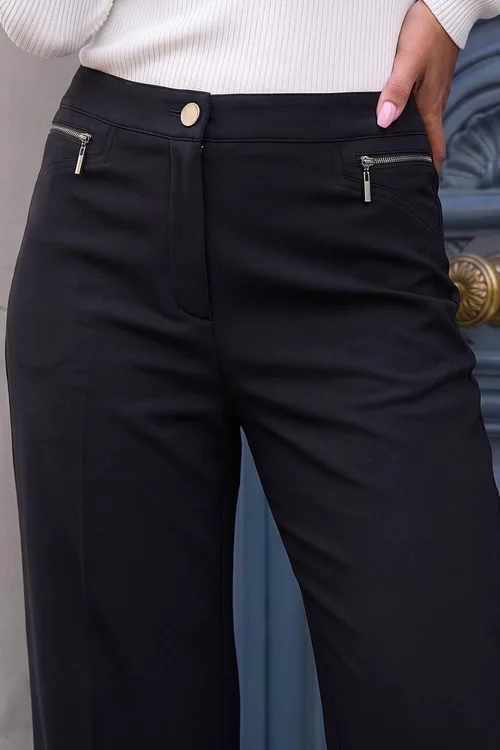 Roman Black Ponte Zip Wide Leg Trousers - 20 Image 4